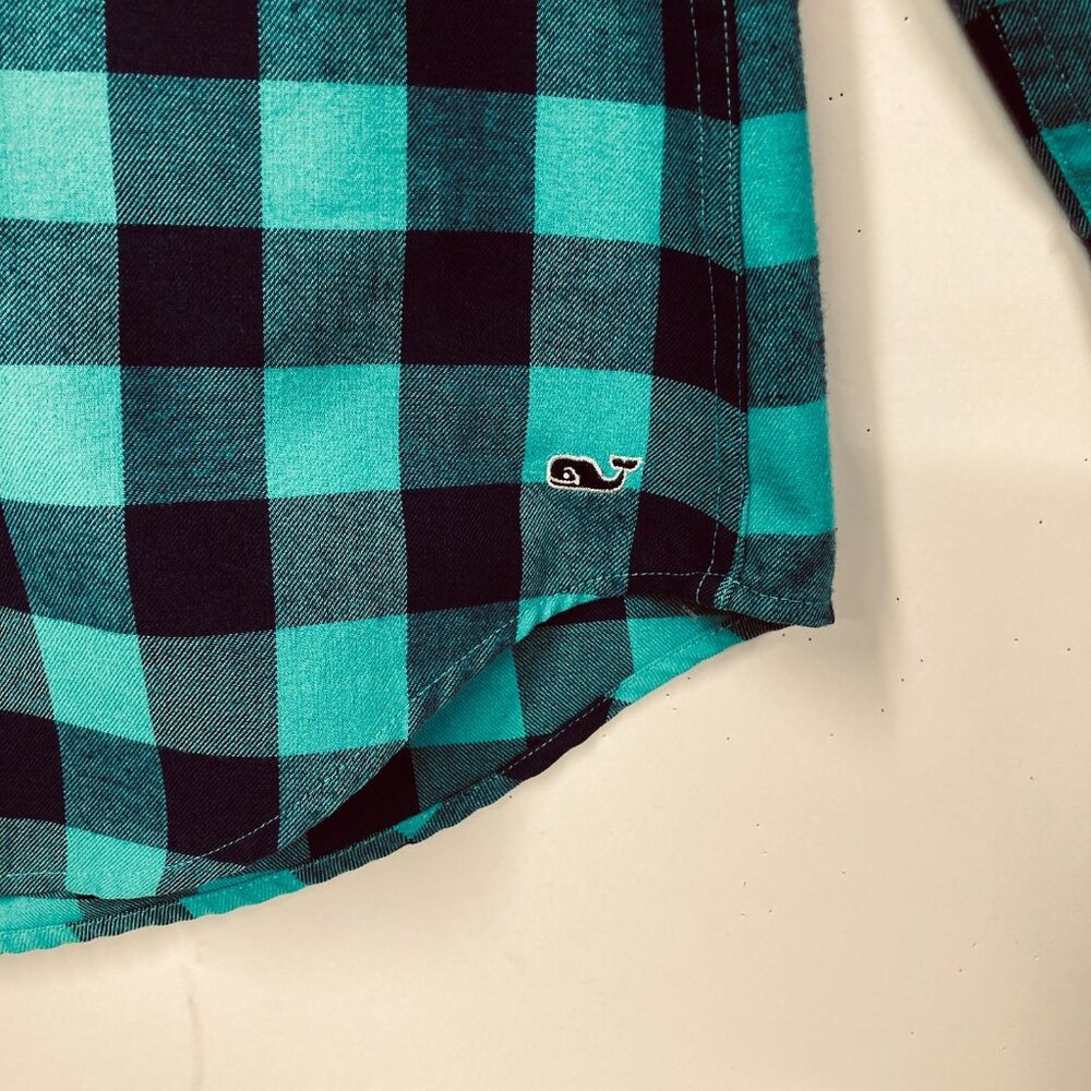 Vineyard Vines‎ Performance Top, Women's 0 (XS), Relaxed Navy & Teal Check - Picture 4 of 11